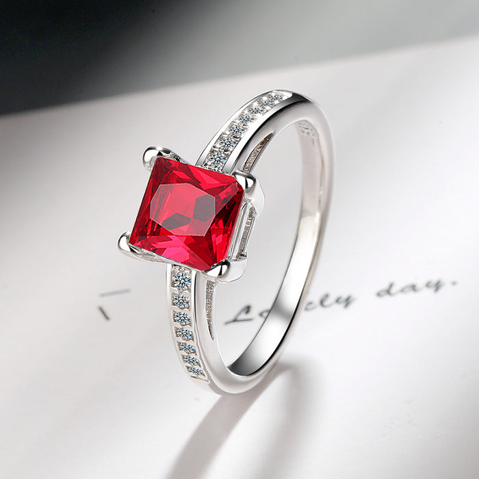 New Simple Four-Claw Square Zircon Proposal Ring