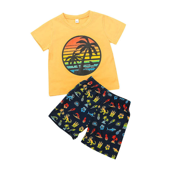 Kid's Beach Printed Shorts Top 2 Piece Set