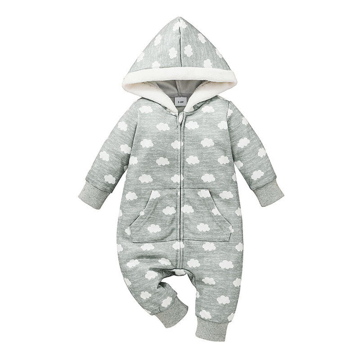 Grey Cloud Newborn Baby Zipper Jumpsuit