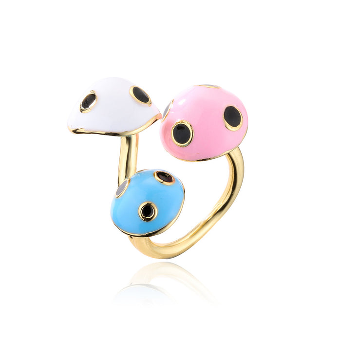 New Gold Color Mushroom Open Women's Ring