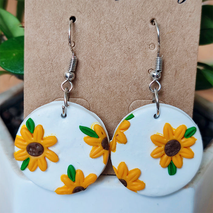 Holiday Wind Sunflower Sunflower Soft Pottery Earrings Ear Hook