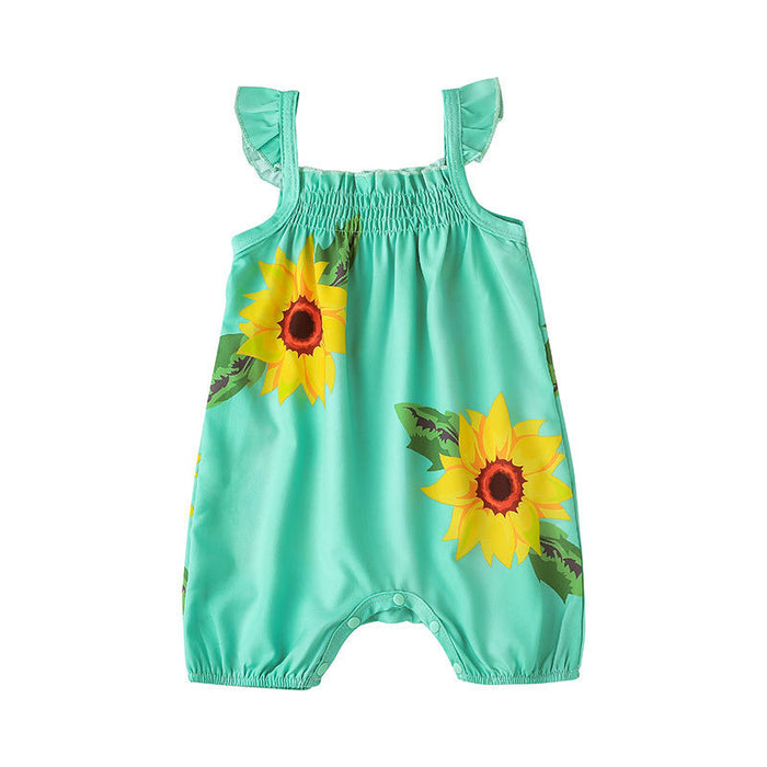 Summer Baby Flower Suspender Jumpsuit