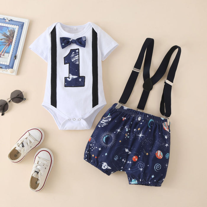 Children's digital cartoon strap printed star two piece set