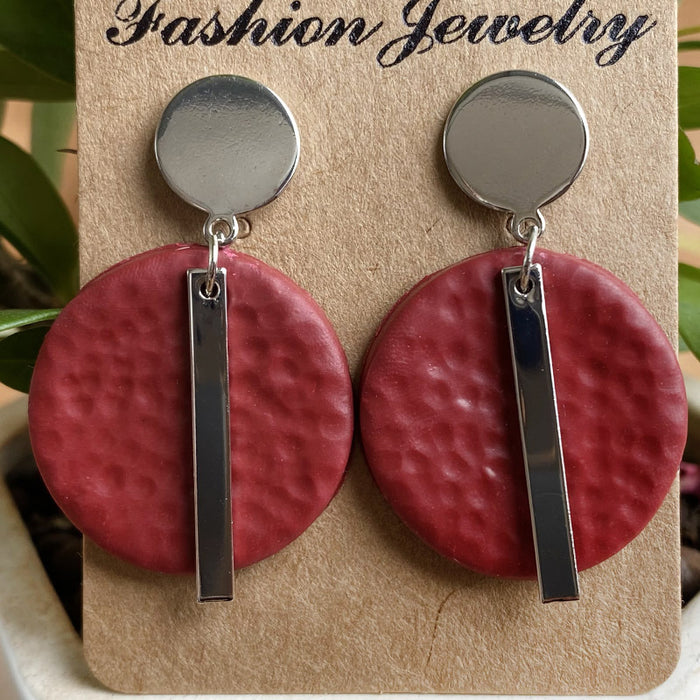 New Handmade Geometric Metal Soft Pottery Design Sense Earrings