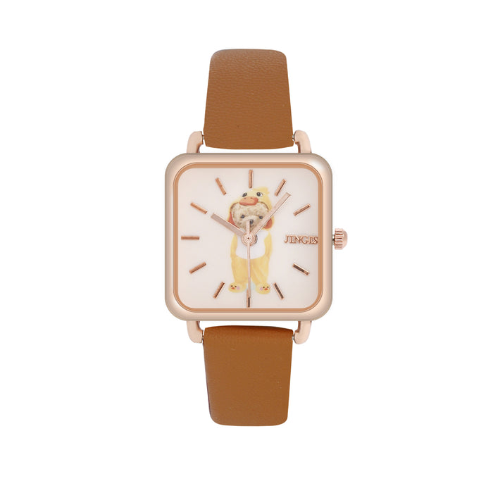 Simple Square Dial Cartoon Bear Watch Llz20007