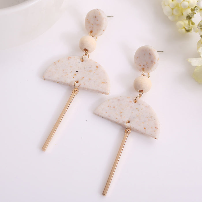 Modern Simple Geometric Imitation Flower Soft Pottery Earrings and Earrings