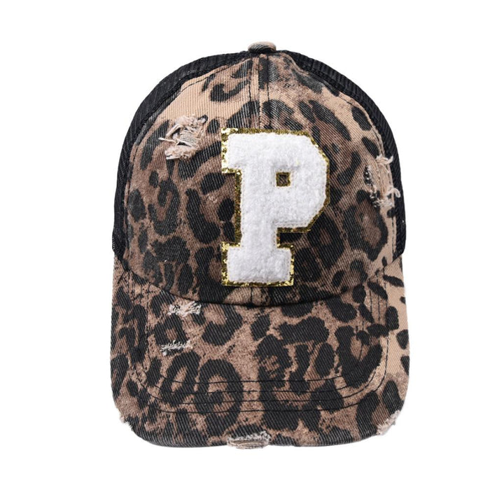 26 Letters Leopard Print Baseball Cap