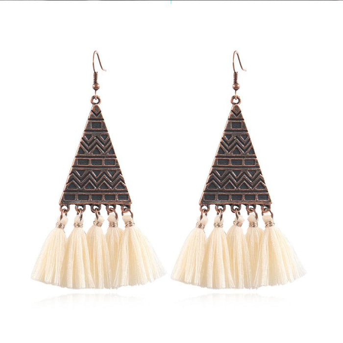 Vintage Tassel Earrings Women's Bohemian Long Pendant Earrings