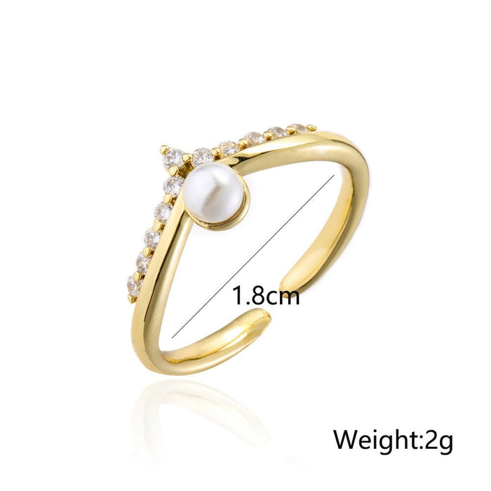 New Fashion Zircon Gold Color Geometric Open Ring