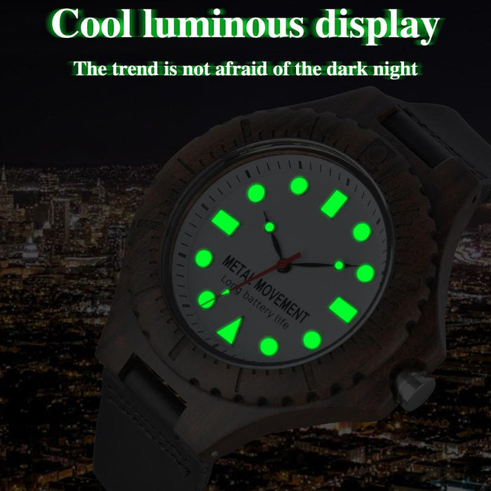 New Men's Large Dial Business Leisure Quartz Luminous Wooden Watch