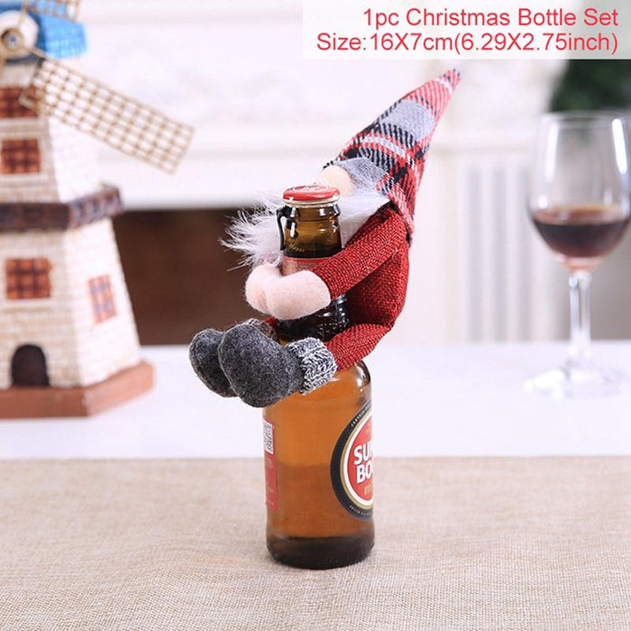 Christmas Decorations For Home Santa Claus Wine Bottle Cover