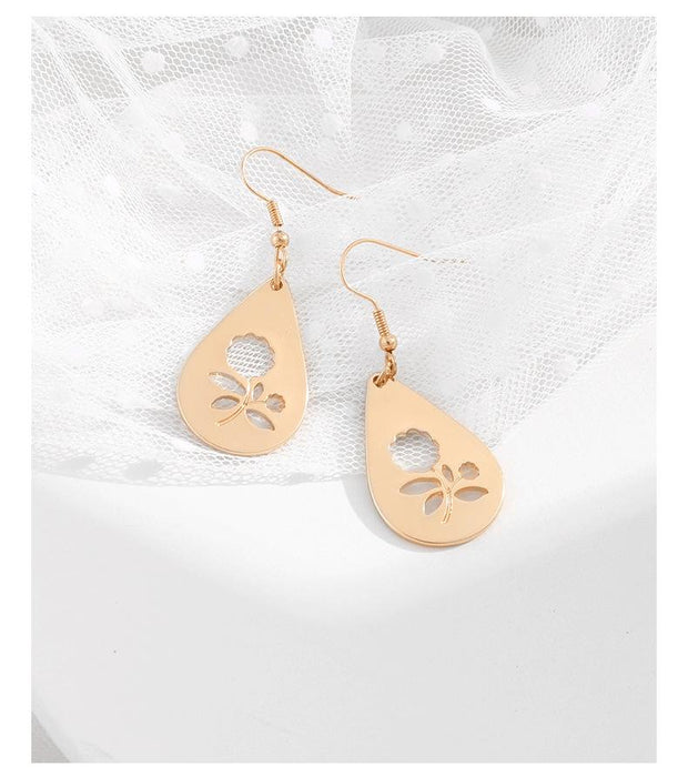 New Geometric Flower Hollow Temperament Earrings