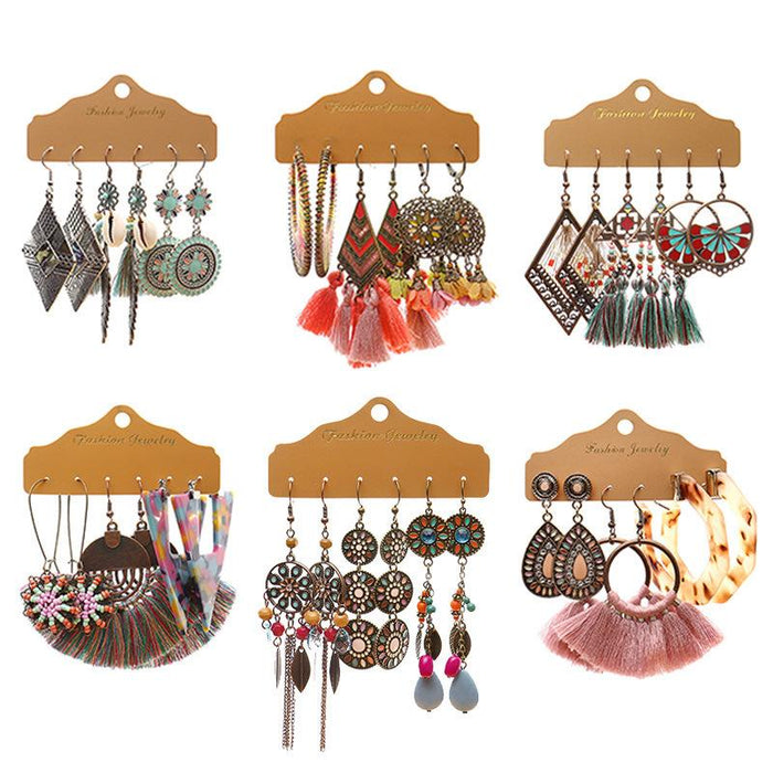 3 pairs/set Earrings Bohemian Style Jewelry X0X36211