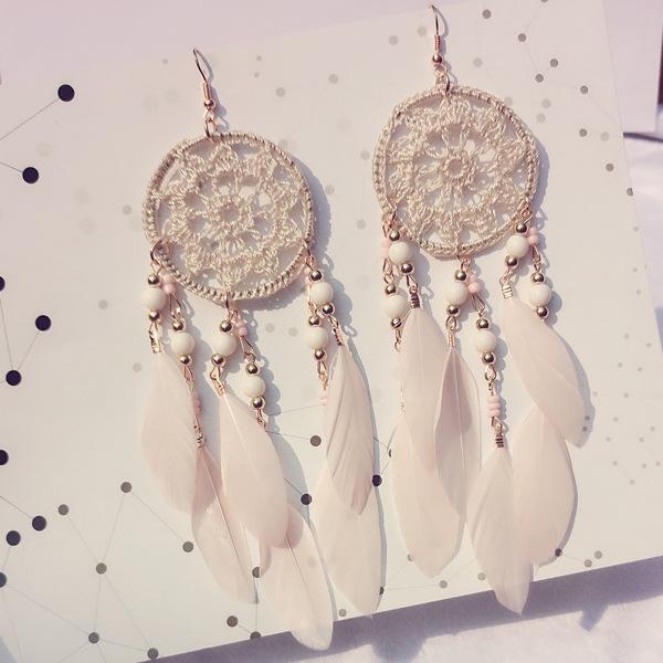 National Style Hand for Dream Catching Feather Earrings