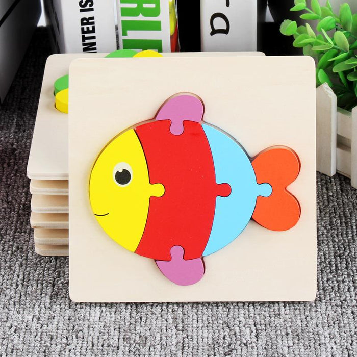 Children's Wooden Cartoon Animal Stereo Puzzle Toy