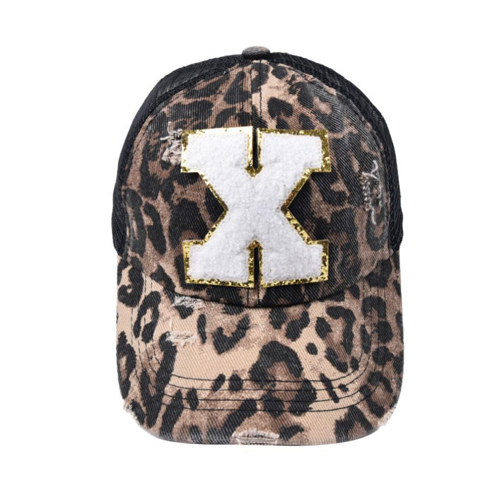 26 Letters Leopard Print Baseball Cap