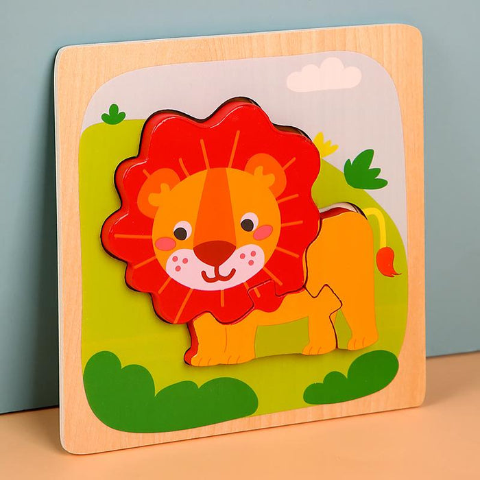 Wooden children cartoon three-dimensional jigsaw puzzle early education toy