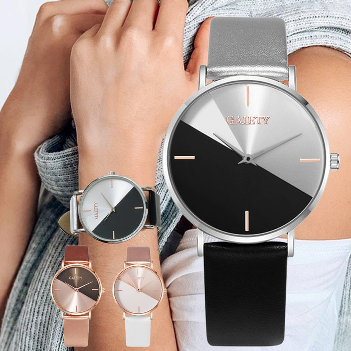 Ladies Two-color Simple Watch Versatile Personality Quartz Watch