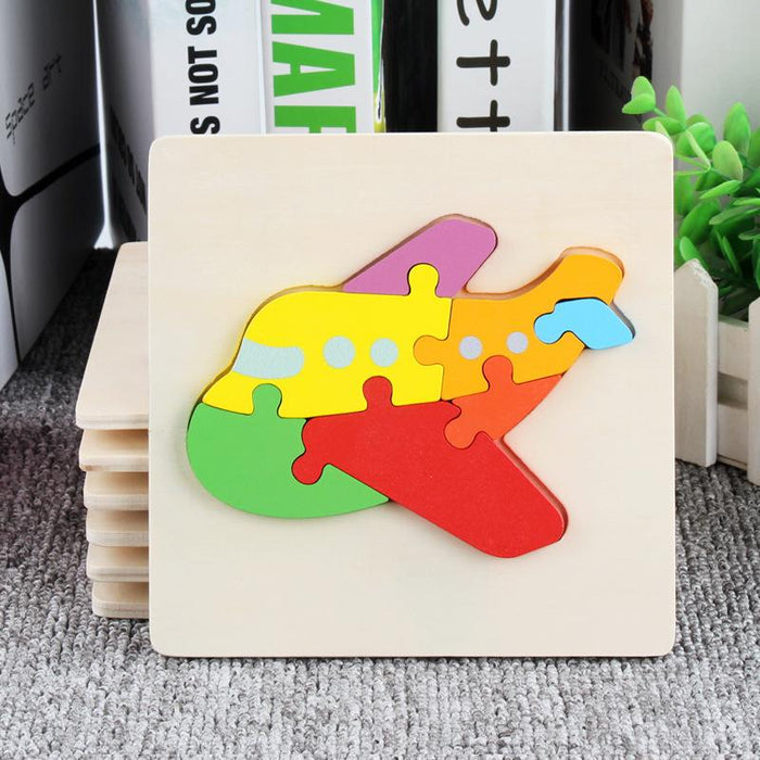 Children's Wooden Cartoon Animal Stereo Puzzle Toy