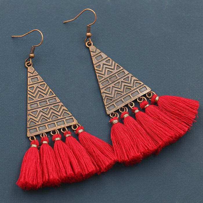 Vintage Tassel Earrings Women's Bohemian Long Pendant Earrings