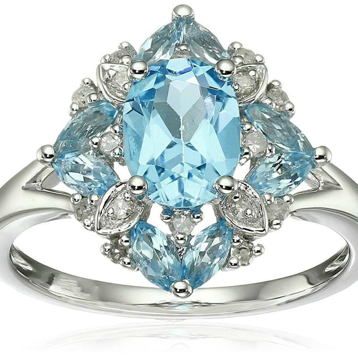 Gorgeous Women Jewelry Light Blue Zircon Bridal Rings