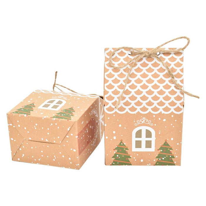 50pcs Christmas House Shape Candy Box Gift Bags