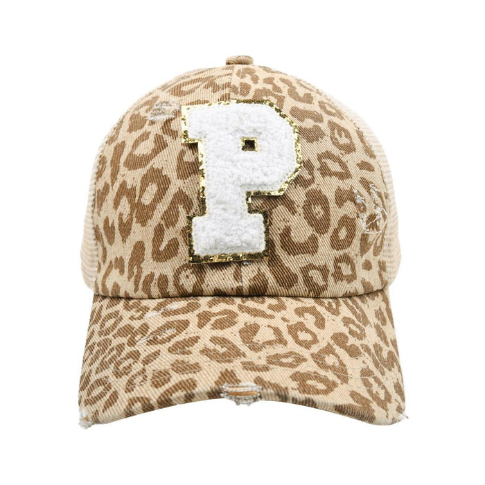 New Leopard 26 Letter Baseball Cap Sports Permeable Mesh Cap