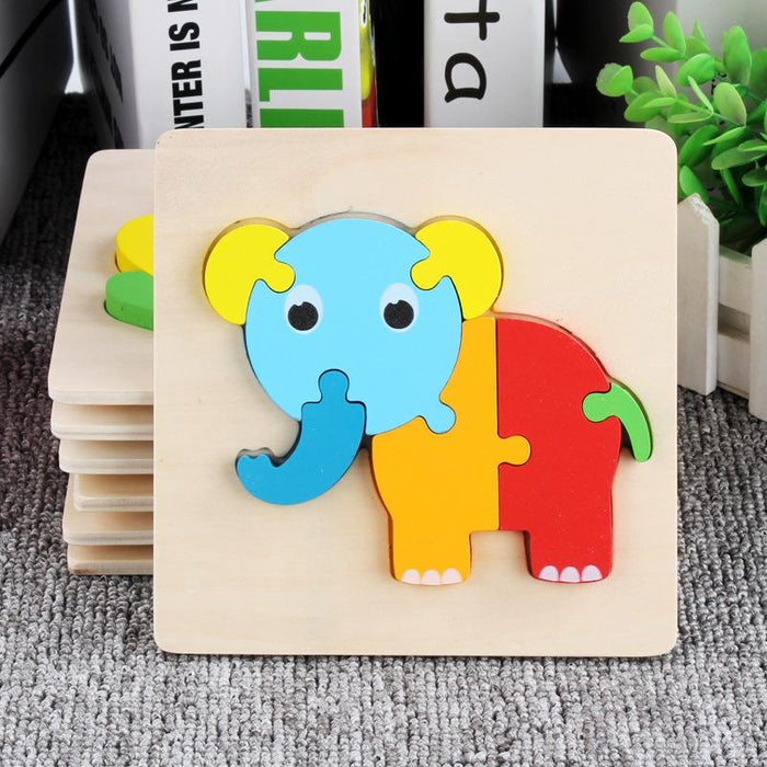 Children's Wooden Cartoon Animal Stereo Puzzle Toy