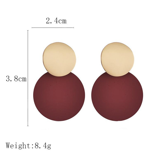 Asymmetric Size Round Metal Earrings