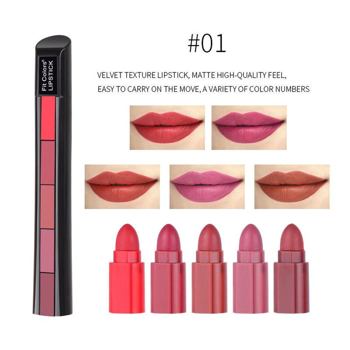 Matte 5-colour matte velvet lipstick