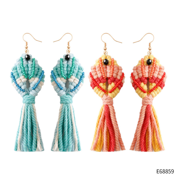 Bohemia Fish Sytle Hand Woven Tassel Earrings