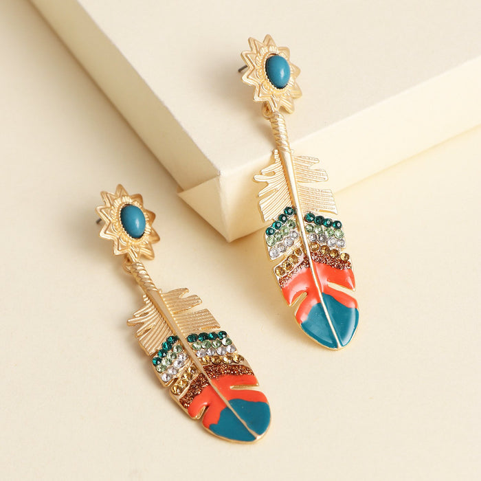 New Female National Style Feather Earrings Accessories