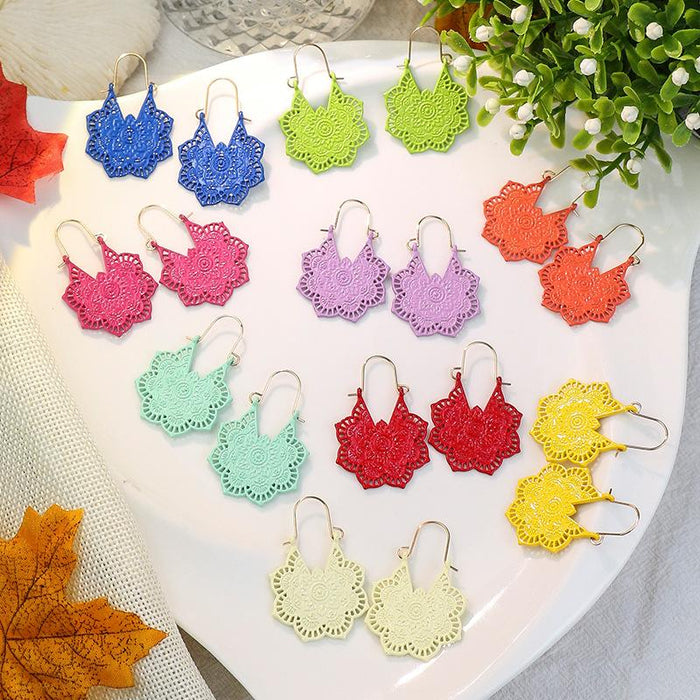 Simple Color Rose Candy Color Geometric U-shaped Earrings Female