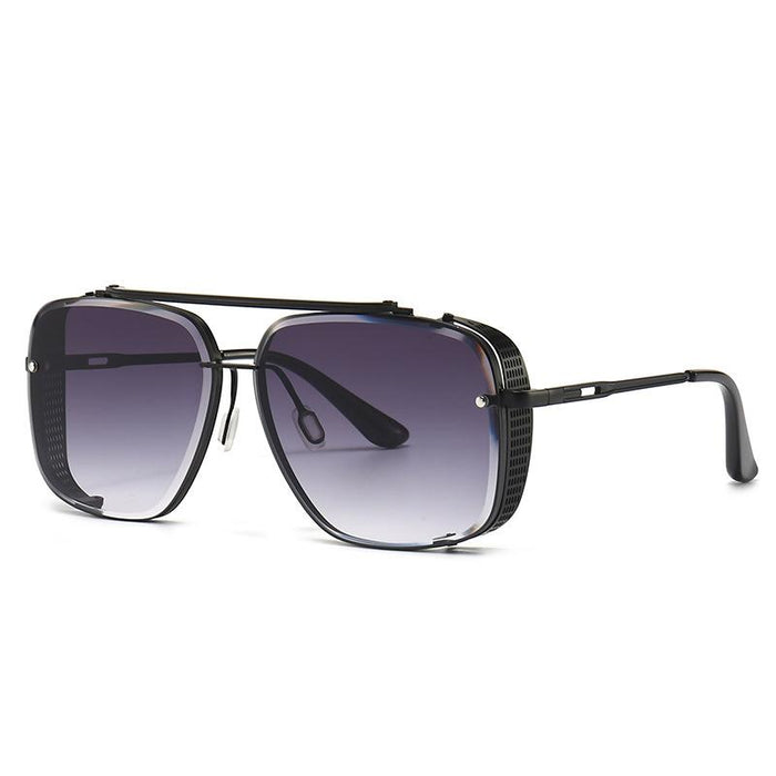 Men's and women's square metal double beam Sunglasses