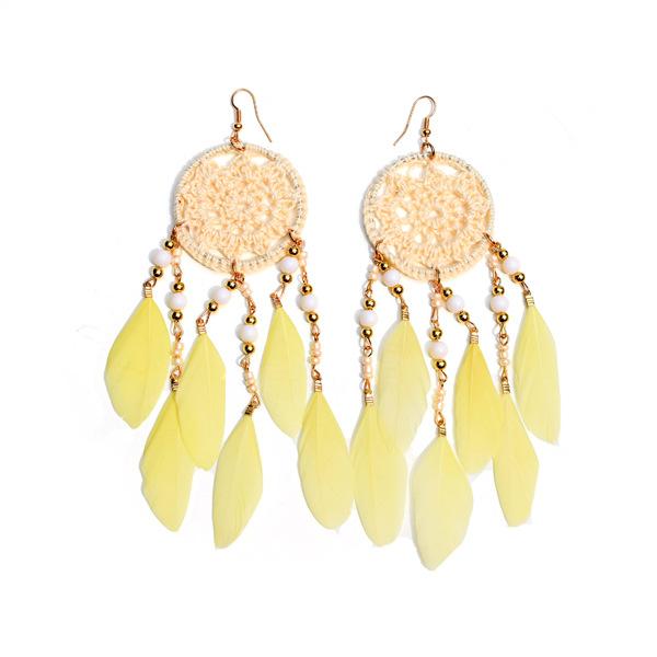 National Style Hand for Dream Catching Feather Earrings