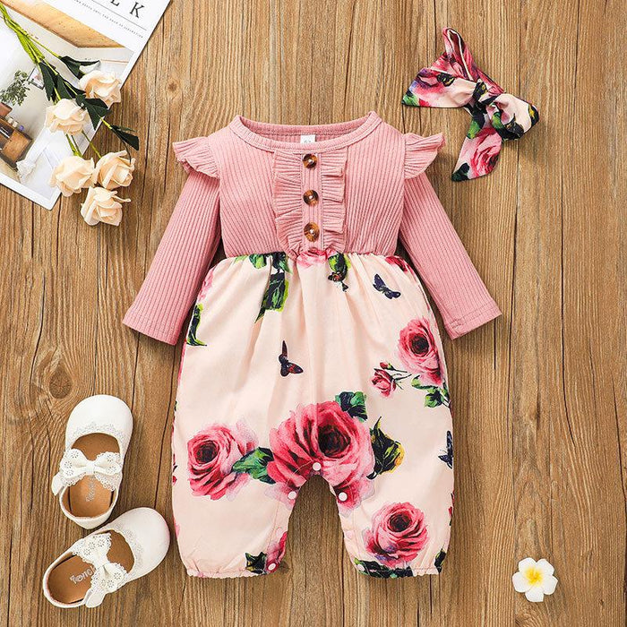 Baby Girls Printed Pink Jumpsuit