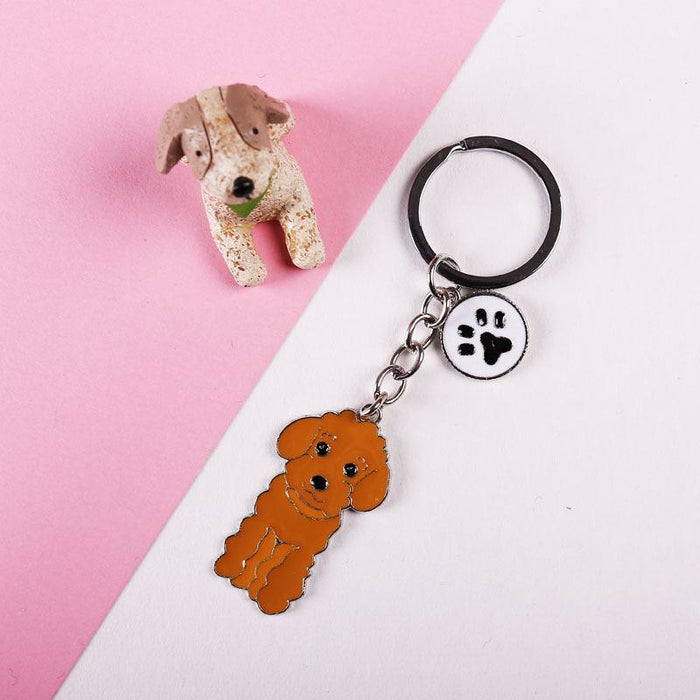 Multicolour Pet Dog Painted Zinc Alloy Keychain