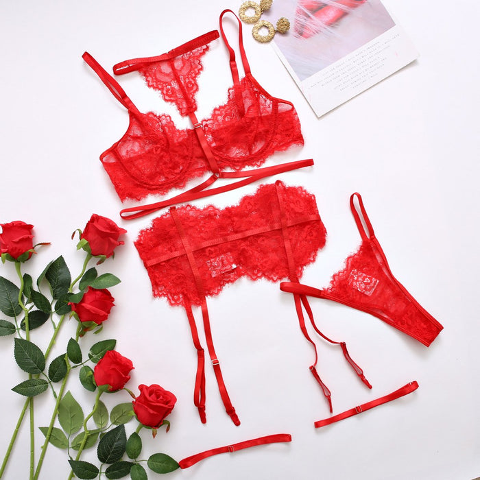 Women's Fashion Lace Underwear Garter Lingerie Set