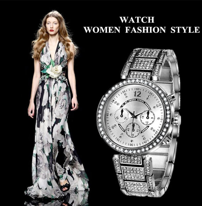 Luxury Watches Quartz Retro Women's Casual Clock Rhinestone Watch