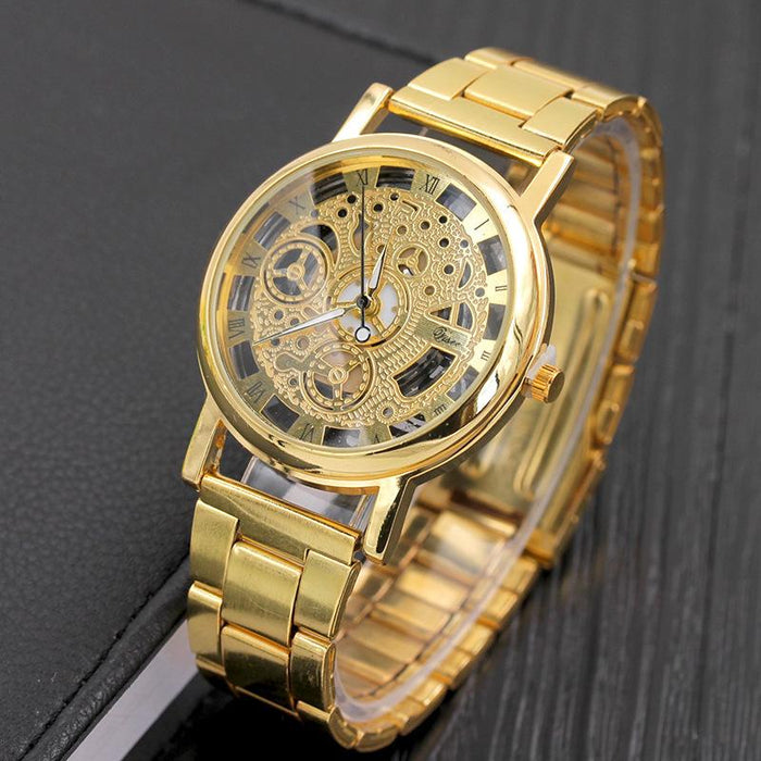 Hollow Design Steel Watches Men Quartz Wristwatch