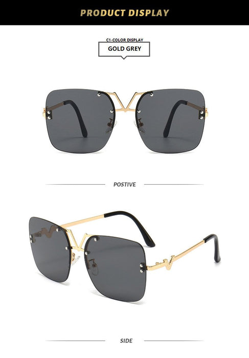 Metal square colour large frame sunglasses