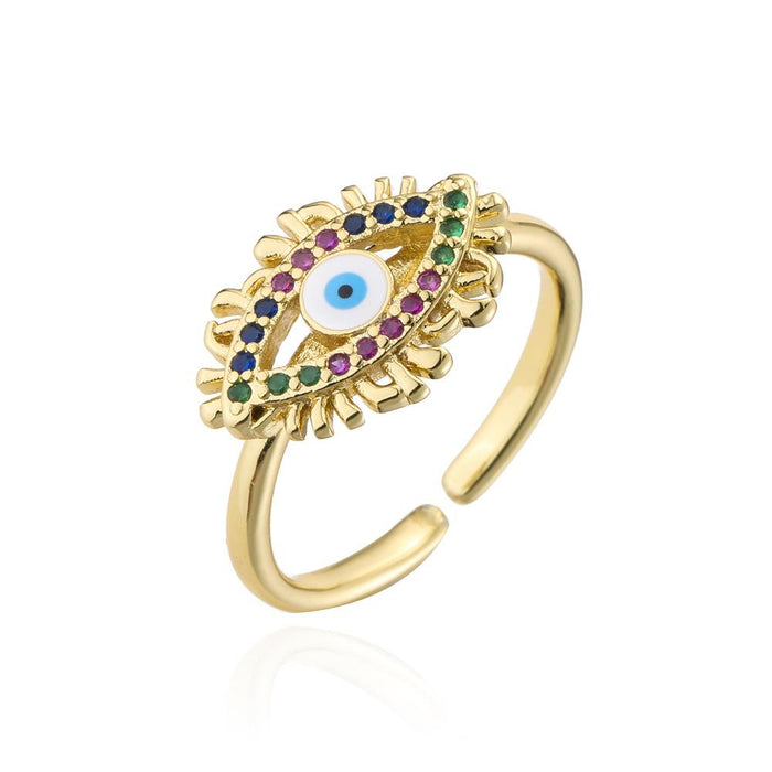 New Lucky Eye Shape Geometric Opening Ring