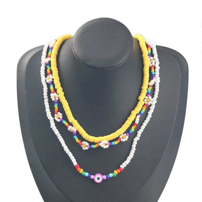 Boho Clavicle Chain Floral Handwoven Bead Necklace