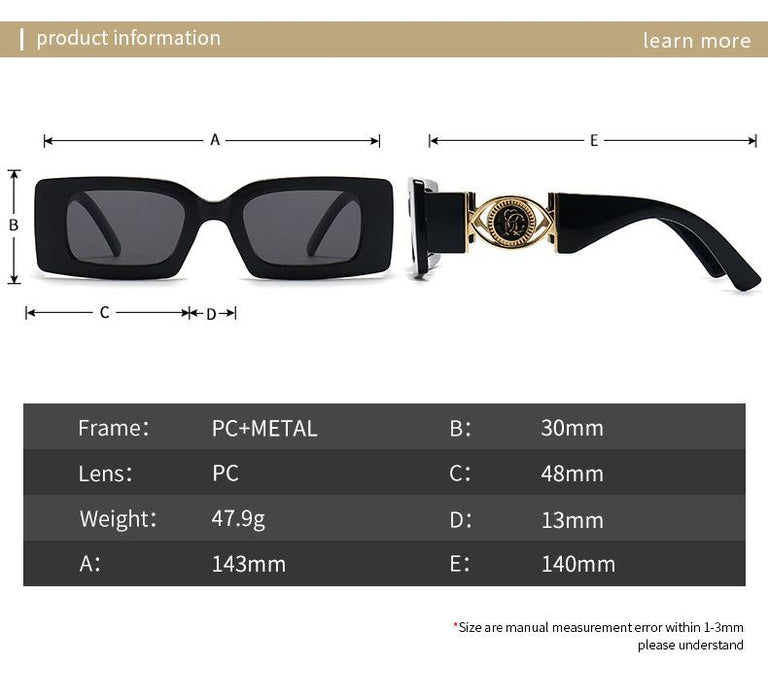 Small frame square sunglasses and sunglasses