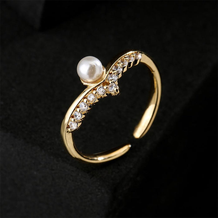 New Fashion Zircon Gold Color Geometric Open Ring