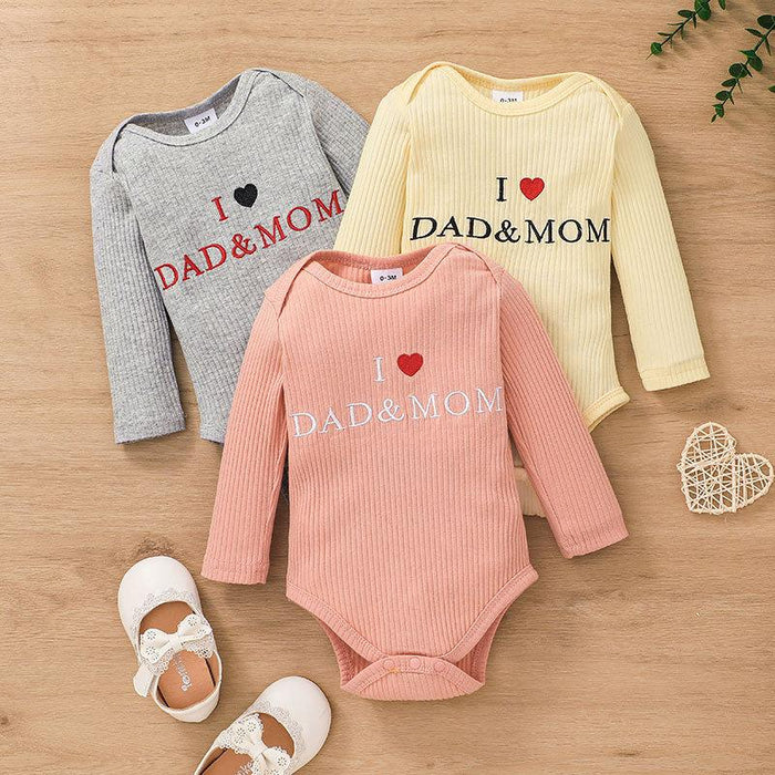 Baby I Love Mom & Dad Long Sleeve Cotton Bodysuits