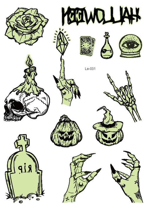 Multi-style Halloween Luminous Waterproof Disposable Funny Tattoo Stickers