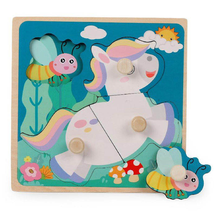 Wooden Children's Wooden Nail Hand Grab Board Jigsaw Puzzle Toy