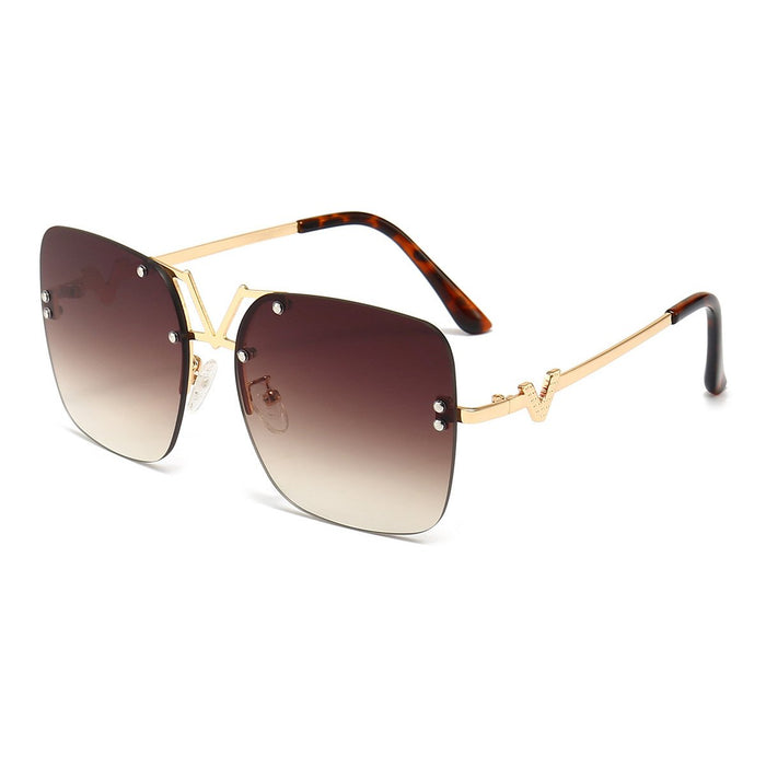 Metal square colour large frame sunglasses