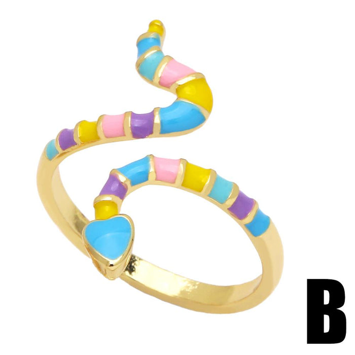 Lovely Color Oil Dripping Personalized Snake Ring